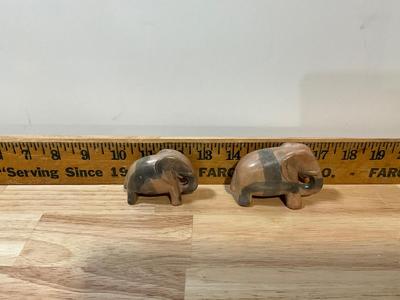 Pair of hand carved stone elephants