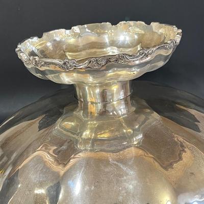 LOT 121K: Vintage Juventino Lopez Reyes Sterling Silver 15-Piece Punch Bowl Set - More Than 17 POUNDS of Sterling Silver