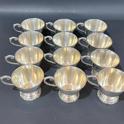 LOT 121K: Vintage Juventino Lopez Reyes Sterling Silver 15-Piece Punch Bowl Set - More Than 17 POUNDS of Sterling Silver