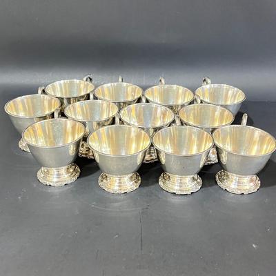 LOT 121K: Vintage Juventino Lopez Reyes Sterling Silver 15-Piece Punch Bowl Set - More Than 17 POUNDS of Sterling Silver