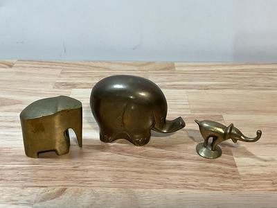 3 Small Brass Elephants