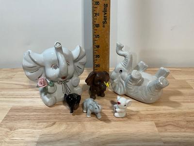 Porcelain Elephant Piggy Bank and 5 other elephants