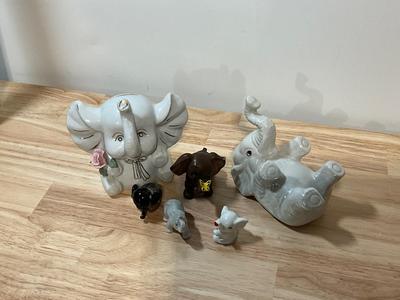 Porcelain Elephant Piggy Bank and 5 other elephants