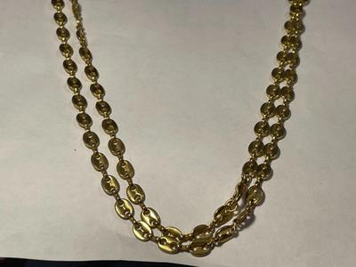Vintage Gucci Style 60" Gold-tone Link Chain with Lobster Claw Catch in VG Preowned Condition as Pictured. FREE DOMESTIC SHIPPING.