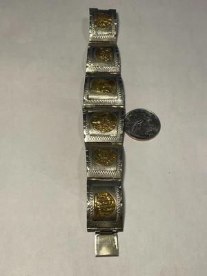Vintage Mexican Taxco Sterling Silver Aztec/Mayan Panel Bracelet 6.75" in Very Good Preowned Condition as Pictured. FREE DOMESTIC...