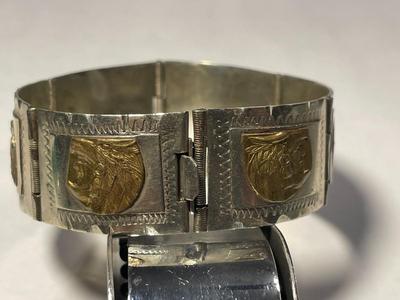 Vintage Mexican Taxco Sterling Silver Aztec/Mayan Panel Bracelet 6.75" in Very Good Preowned Condition as Pictured. FREE DOMESTIC...