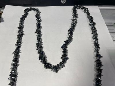 Vintage Preowned Hardly Worn 36" Chip Bead Hematite Necklace in Very Good Condition as Pictured. FREE DOMESTIC SHIPPING.