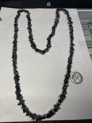 Vintage Preowned Hardly Worn 36" Chip Bead Hematite Necklace in Very Good Condition as Pictured. FREE DOMESTIC SHIPPING.