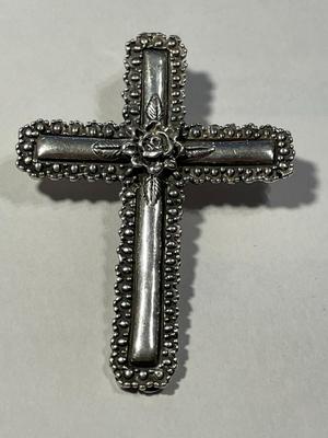 Vintage Preowned Custom-Made Sterling Silver 2" Tall Cross/Crucifix in Good Condition as Pictured. FREE DOMESTIC SHIPPING.