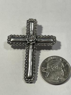 Vintage Preowned Custom-Made Sterling Silver 2" Tall Cross/Crucifix in Good Condition as Pictured. FREE DOMESTIC SHIPPING.