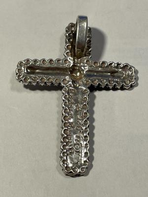 Vintage Preowned Custom-Made Sterling Silver 2" Tall Cross/Crucifix in Good Condition as Pictured. FREE DOMESTIC SHIPPING.