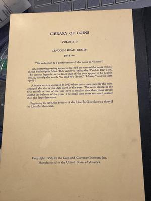 Vintage "Library of Coins" Lincoln Cents Part-2 1941-1974 P/D/S Uncirculated Condition Coins (No Proof Coins) as Pictured. FREE...