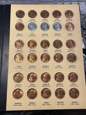 Vintage "Library of Coins" Lincoln Cents Part-2 1941-1974 P/D/S Uncirculated Condition Coins (No Proof Coins) as Pictured. FREE...