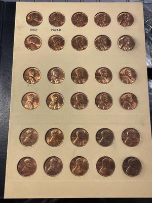 Vintage "Library of Coins" Lincoln Cents Part-2 1941-1974 P/D/S Uncirculated Condition Coins (No Proof Coins) as Pictured. FREE...