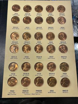 Vintage "Library of Coins" Lincoln Cents Part-2 1941-1974 P/D/S Uncirculated Condition Coins (No Proof Coins) as Pictured. FREE...