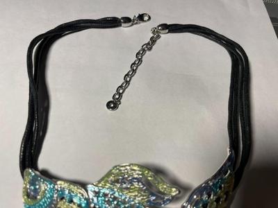 Vintage Dune & Willow Holographic Metallic Enameled Fish Necklace 16+ Adjustable as Pictured. FREE DOMESTIC SHIPPING.