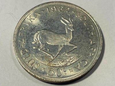 South Africa 1964 Choice BU Proof-Like 50 Cents Silver Coin KM#62 as Pictured. FREE DOMESTIC SHIPPING.