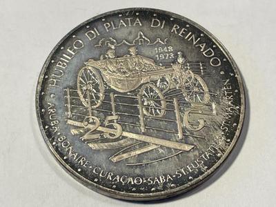 Netherlands Antilles 1973 Proof 25 Gulden Silver Coin KM#14 as Pictured. FREE DOMESTIC SHIPPING.
