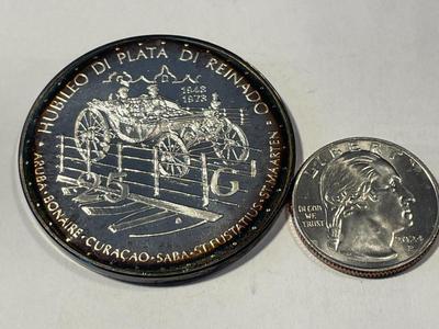 Netherlands Antilles 1973 Proof 25 Gulden Silver Coin KM#14 as Pictured. FREE DOMESTIC SHIPPING.