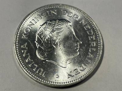 Netherlands 1970 Brilliant Uncirculated10 Gulden Silver Coin KM#195 as Pictured. FREE DOMESTIC SHIPPING.