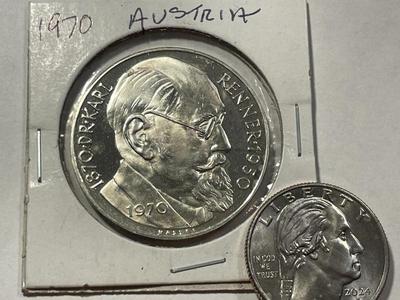 Austria 1970 Proof 50 Schilling Silver Coin KM#2909 as Pictured. FREE DOMESTIC SHIPPING.