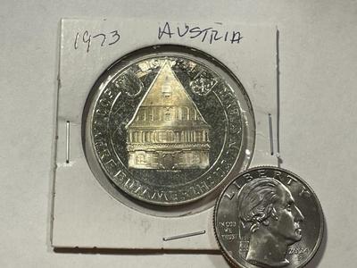 AUSTRIA 1973 PROOF 50 SCHILLING SILVER COIN KM#2916 AS PICTURED. FREE DOMESTIC SHIPPING.