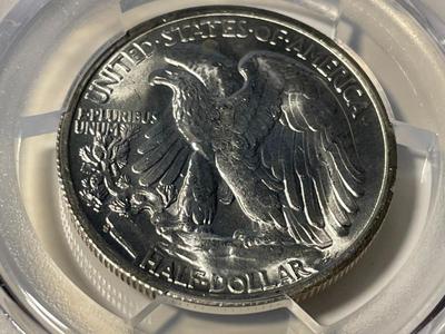 PCGS CERTIFIED 1946-S MS65 TONED OBVERSE WALKING LIBERTY SILVER HALF DOLLAR AS PICTURED. FREE DOMESTIC SHIPPING.