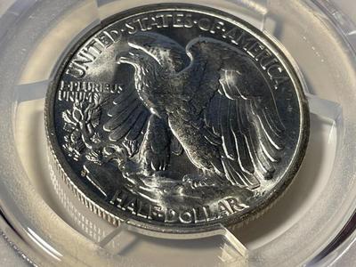 PCGS CERTIFIED 1946-S MS65 WALKING LIBERTY SILVER HALF DOLLAR AS PICTURED. FREE DOMESTIC SHIPPING.