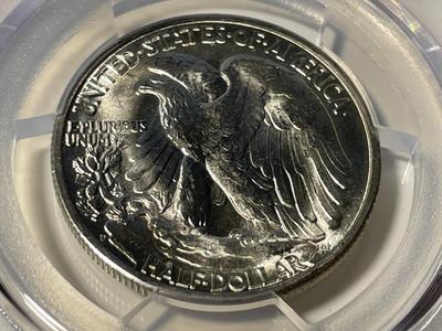 PCGS CERTIFIED 1946-D MS65 WALKING LIBERTY SILVER HALF DOLLAR AS PICTURED. FREE DOMESTIC SHIPPING.