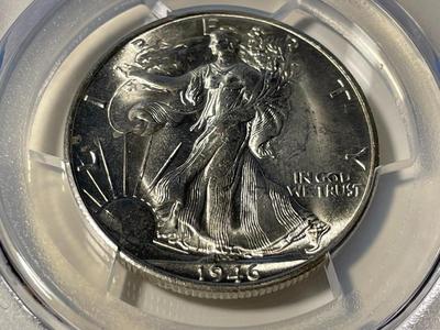 PCGS CERTIFIED 1946-S MS64 WALKING LIBERTY SILVER HALF DOLLAR AS PICTURED. FREE DOMESTIC SHIPPING.