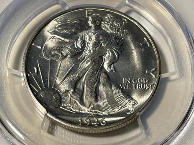 PCGS CERTIFIED 1946-S MS64 WALKING LIBERTY SILVER HALF DOLLAR AS PICTURED. FREE DOMESTIC SHIPPING.