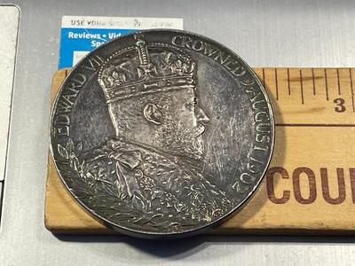 Scarce Great Britain. Edward VII & Alexandra Coronation Silver Medal, Dated 1902 55mm Silver Medal in VG Preowned Condition as...