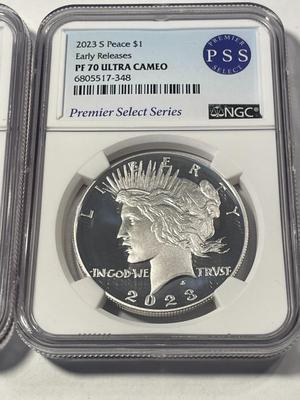 NGC CERTIFIED 2023-S Morgan & Peace Silver Dollar $1 Proof Set PROOF70 Ultra Cameo Coin Set as Pictured. FREE DOMESTIC SHIPPING.