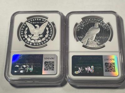 NGC CERTIFIED 2023-S Morgan & Peace Silver Dollar $1 Proof Set PROOF70 Ultra Cameo Coin Set as Pictured. FREE DOMESTIC SHIPPING.