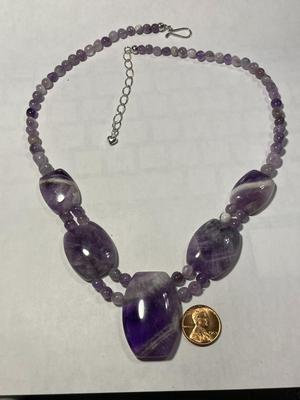 DTR/Jay King New Never Worn Amethyst Quartz Bead & Chunks 20-22" Adjustable Necklace w/Sterling Silver Clasp & Chain as...