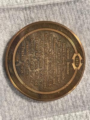 1852 UNCLE TOM'S CABIN DRAMATIZES SLAVERY'S EVILS FRANKLIN MINT PROOF BRONZE MEDAL (MEDAL #35). FREE DOMESTIC SHIPPING.