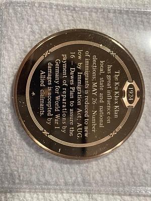 1924 IMMIGRATION RESTRICTED FRANKLIN MINT PROOF BRONZE MEDAL (MEDAL #27). FREE DOMESTIC SHIPPING.