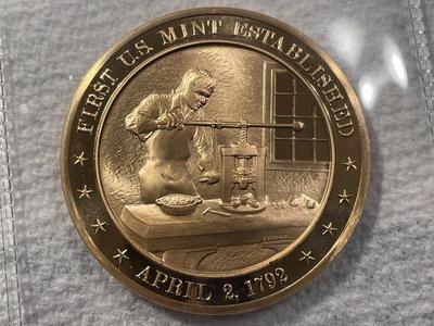 1792 FIRST U.S. MINT ESTABLISHED FRANKLIN MINT PROOF BRONZE MEDAL (MEDAL #26). FREE DOMESTIC SHIPPING.