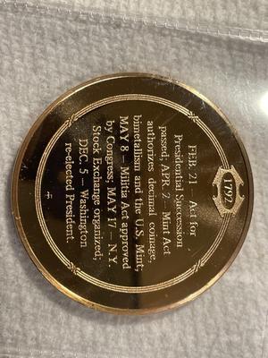 1792 FIRST U.S. MINT ESTABLISHED FRANKLIN MINT PROOF BRONZE MEDAL (MEDAL #26). FREE DOMESTIC SHIPPING.