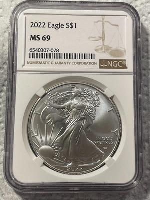 NGC CERTIFIED 2022 MS69 EAGLE LANDING REVERSE SILVER EAGLE DOLLAR AS PICTURED. FREE DOMESTIC SHIPPING.