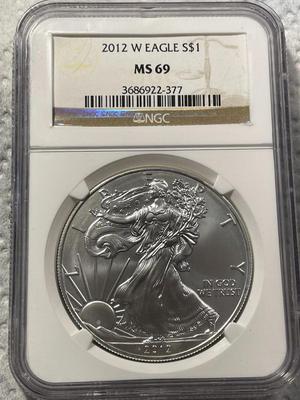 NGC CERTIFIED 2012-W MS69 SILVER EAGLE DOLLAR AS PICTURED. FREE DOMESTIC SHIPPING.