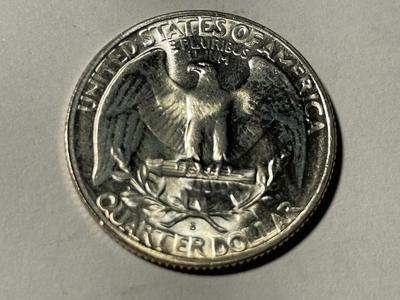 1947-S UNCIRCULATED CONDITION WASHINGTON SILVER QUARTER AS PICTURED. FREE DOMESTIC SHIPPING.