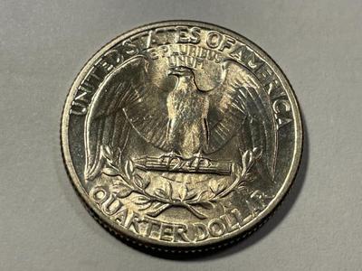 1934-P HEAVY MOTTO AU 58 CONDITION WASHINGTON SILVER QUARTER AS PICTURED. FREE DOMESTIC SHIPPING.