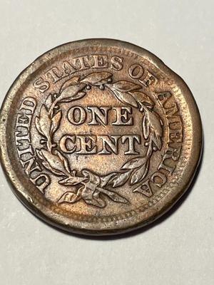 1853 HEAVILY CIRCULATED CONDITION U.S. LARGE CENT AS PICTURED. FREE DOMESTIC SHIPPING.