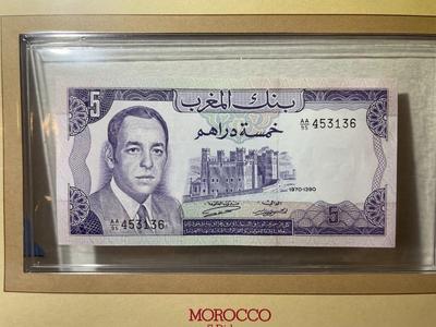 Morocco 5 Dirhams 1970 Banknote/Currency in Uncirculated Condition by Fleetwood as Pictured.