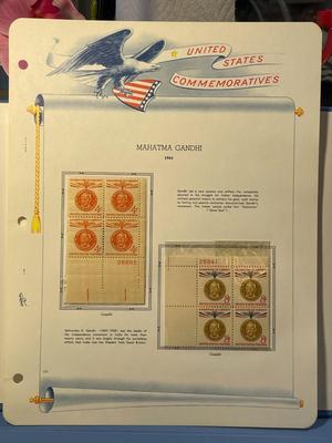 Mahatma Gandhi 1961 Mint Condition US Stamp Plate Blocks Page as Pictured. Only One $5 Shipping Charge for 1 or 100 Pages Won.