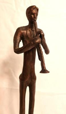 Lot #11 Vintage Brutalist Style Figure of a Man Playing a Clarinet on base