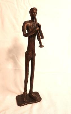 Lot #11 Vintage Brutalist Style Figure of a Man Playing a Clarinet on base