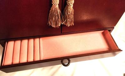 Lot #14 Cherry Finish Jewelry Wall/Standing Jewelry Cabinet - Unused