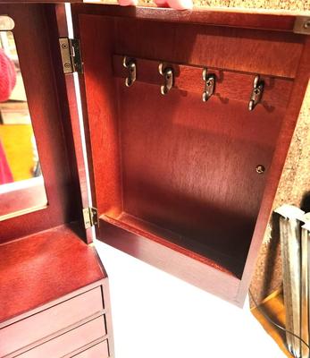 Lot #14 Cherry Finish Jewelry Wall/Standing Jewelry Cabinet - Unused